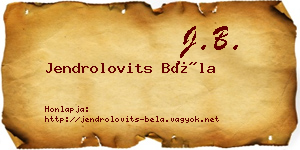 Jendrolovits Béla névjegykártya